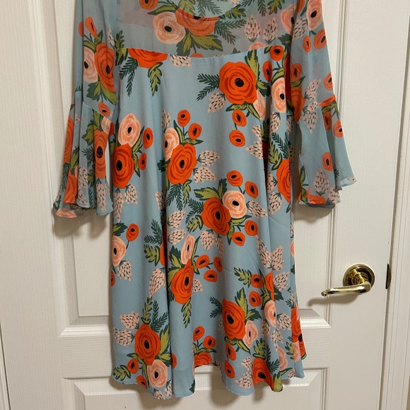 LIKE NEW! Women's Paper Crown Anthropologie Blue Floral Swing Dress - XSP - Picture 13 of 15